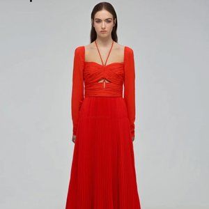 Self Portrait RED STRETCH CREPE CUT OUT MIDI DRESS — US 4, UK 8